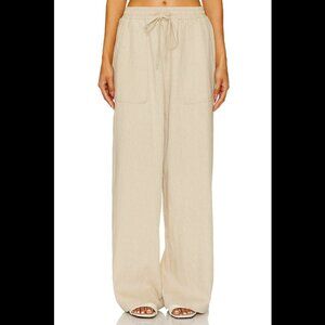 [BLANKNYC] Womens Luxury Clothing Wide Leg Linen Blend Drawstring  Pants Sz L